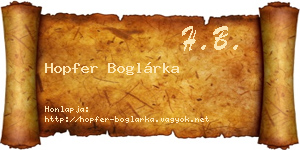 Hopfer Boglárka névjegykártya